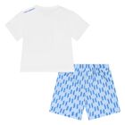 Boys White & Blue Ikonik Karl Shorts Set, 1, hi-res