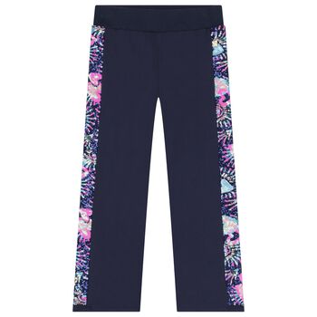 Girls Navy Blue Sequin Joggers