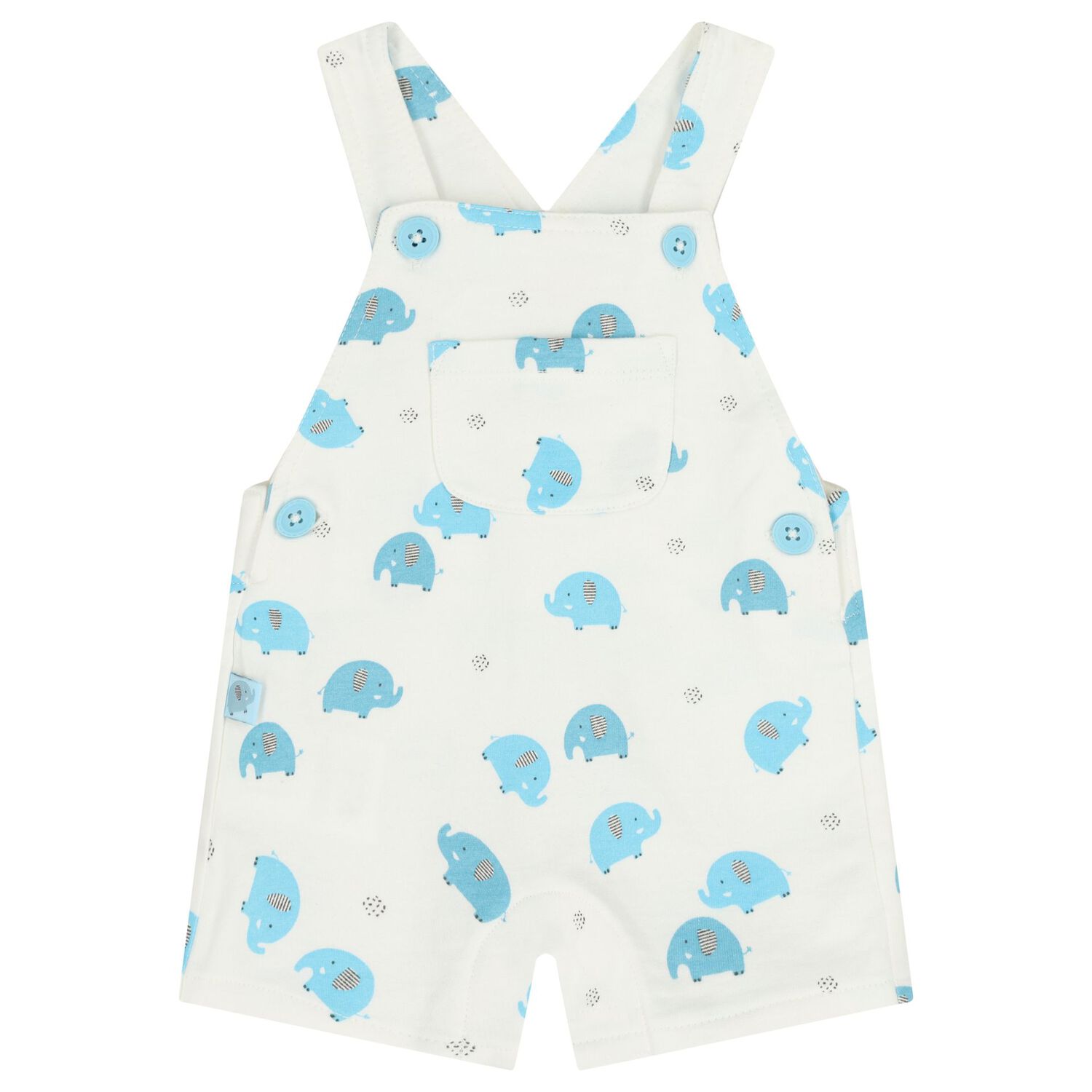 Baby Boys Turquoise & White Dungaree Set, 1, hi-res