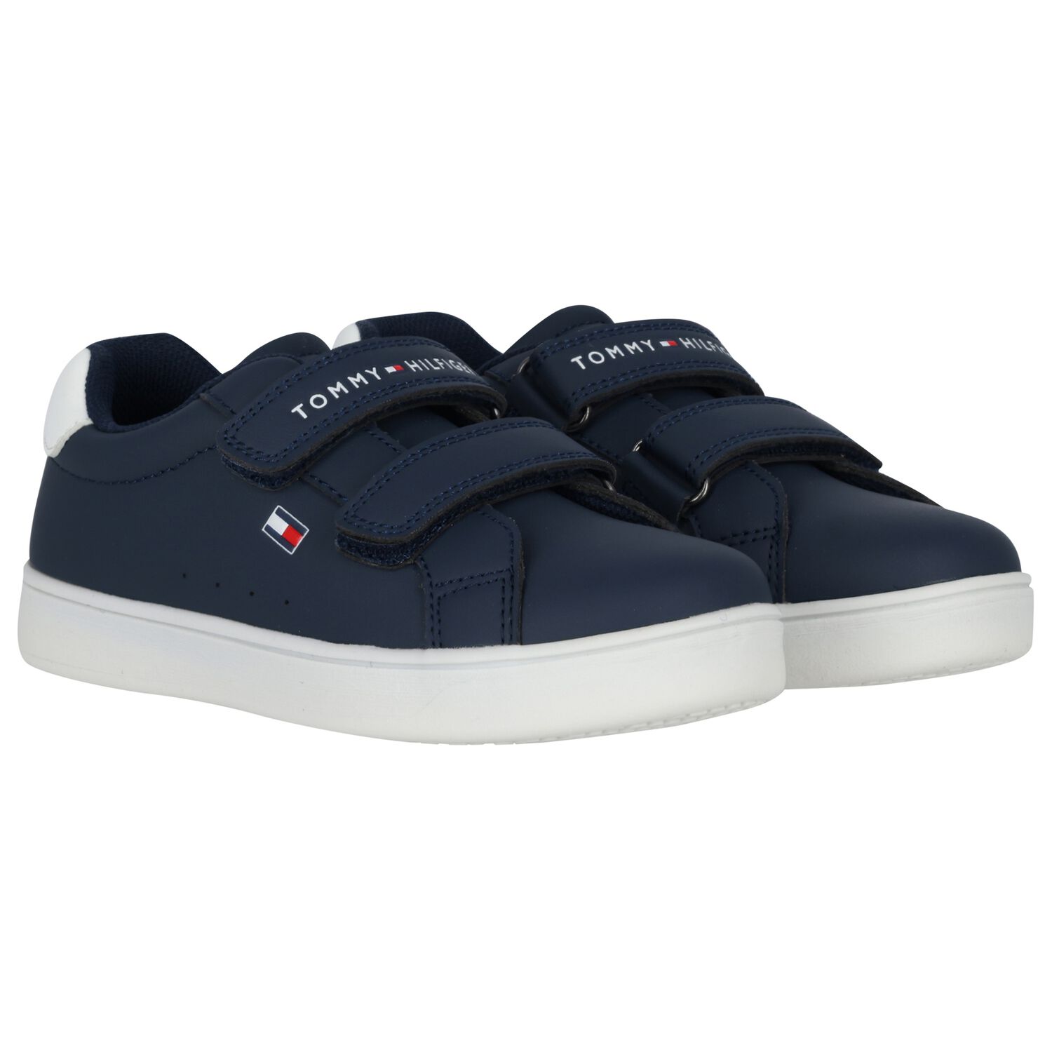 Boys Navy Blue Logo Trainers, 1, hi-res