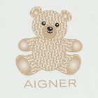 White & Beige Teddy Bear Logo Baby Blanket, 1, hi-res