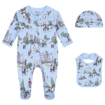Baby Boys Blue Teddy Bear Babygrow Gift Set