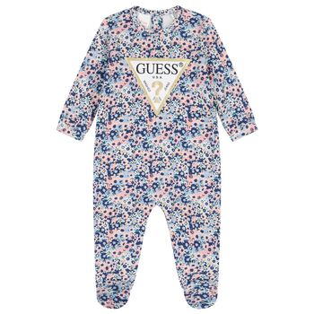 Guess Baby Girls Pink & Blue Floral Babygrow, 1 Baby Girls Pink & Blue Floral Babygrow
