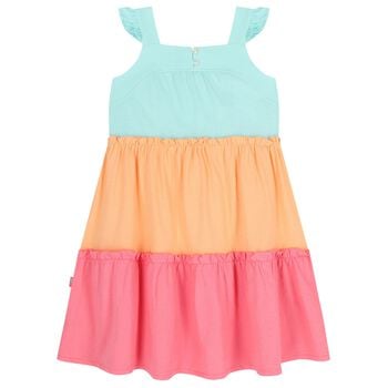 Girls Blue, Orange & Pink Tiered Dress