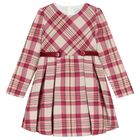Girls Pink & Beige Plaid Dress, 1, hi-res