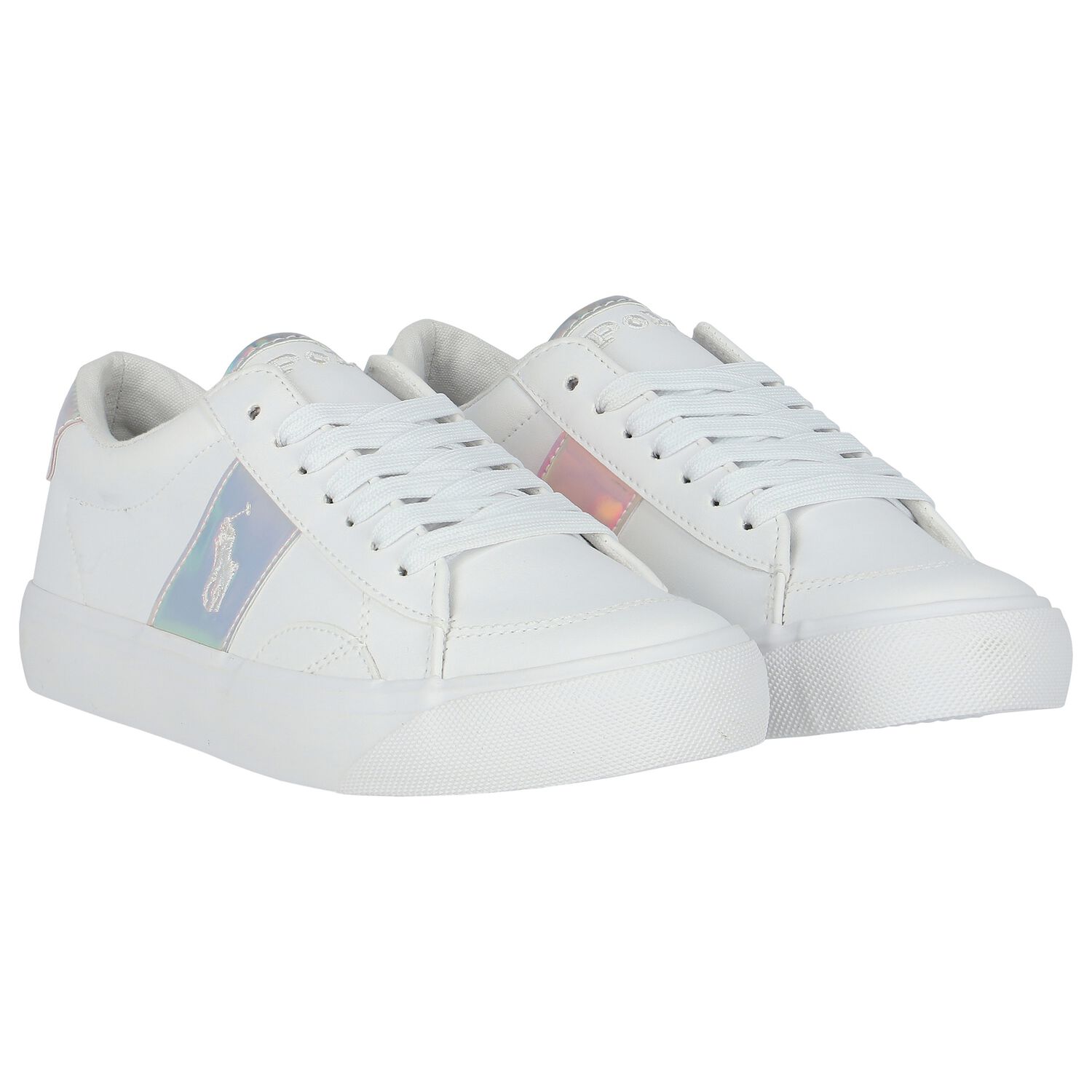 Girls White Logo Trainers, 1, hi-res image number null