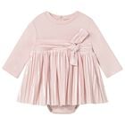 Baby Girls Pink Bow Bodysuit Dress, 1, hi-res