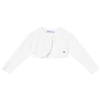 Younger Girls White Knitted Cardigan