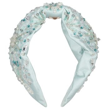 Girls Blue Crystal & Bead Headband