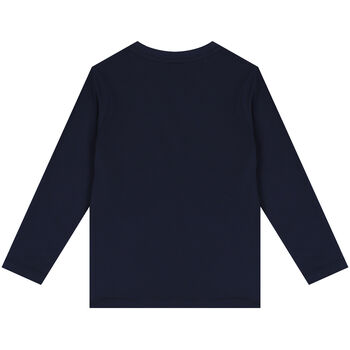 Boys Navy Blue Logo Long Sleeve Top