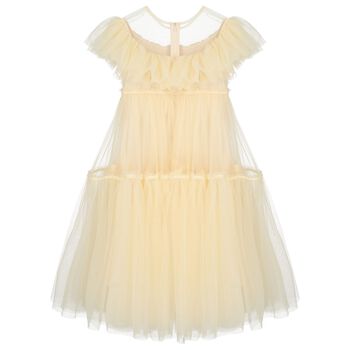 Girls Beige Tulle Dress