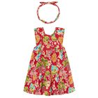 Younger Girls Red Floral Dress & Headband Set, 2, hi-res