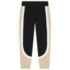 Boys Black & Beige Striped Joggers, 1, hi-res