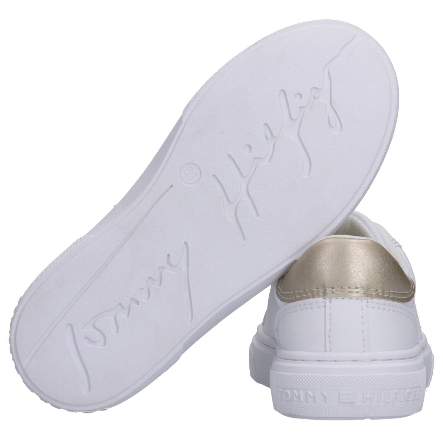 Girls White & Gold Slip-On Trainers, 1, hi-res