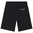 Boys Black Logo Shorts, 1, hi-res
