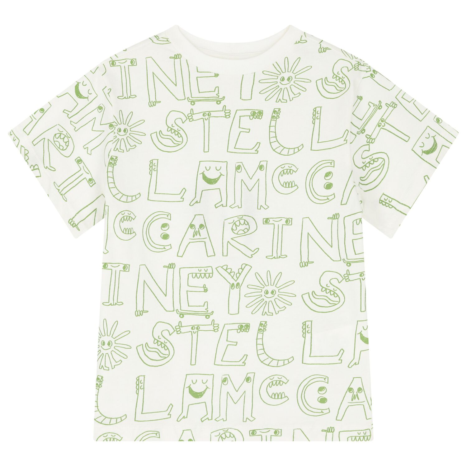 تي شيرت بالشعار  باللون العاجى للأولاد, 1, hi-res