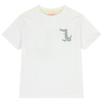 Boys White Crocodile T-Shirt