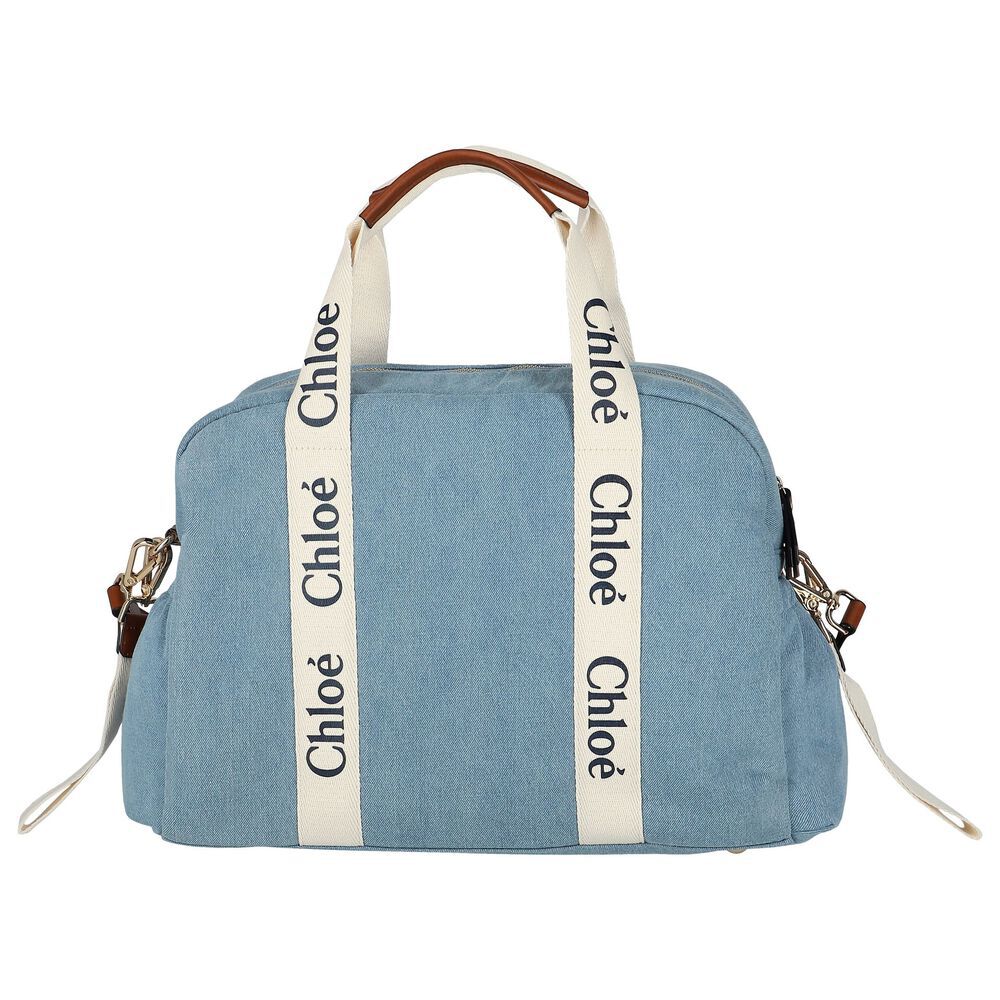 CHLOE Denim Blue Logo Baby Changing Bag | Junior Couture USA