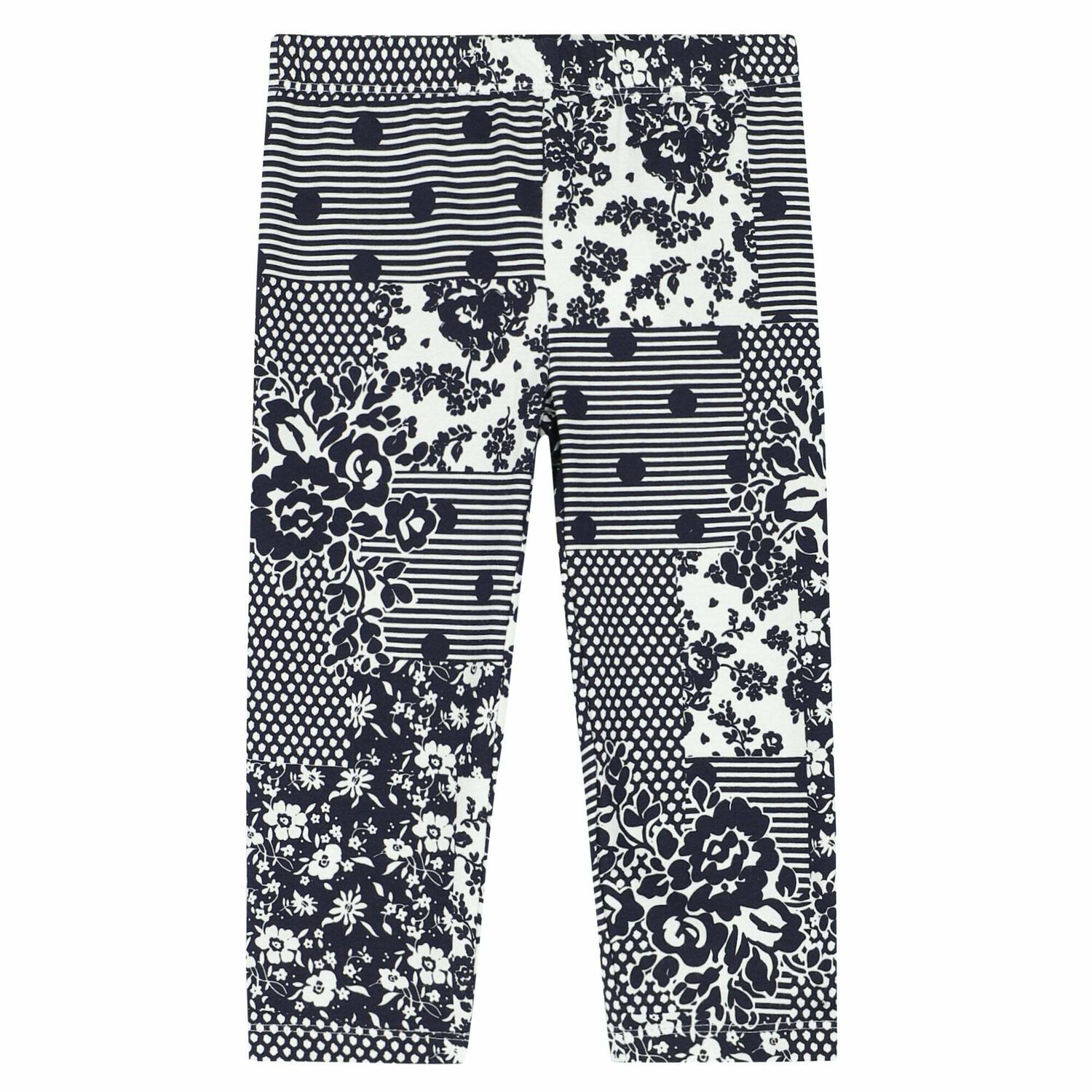 Girls White & Navy Leggings, 1, hi-res