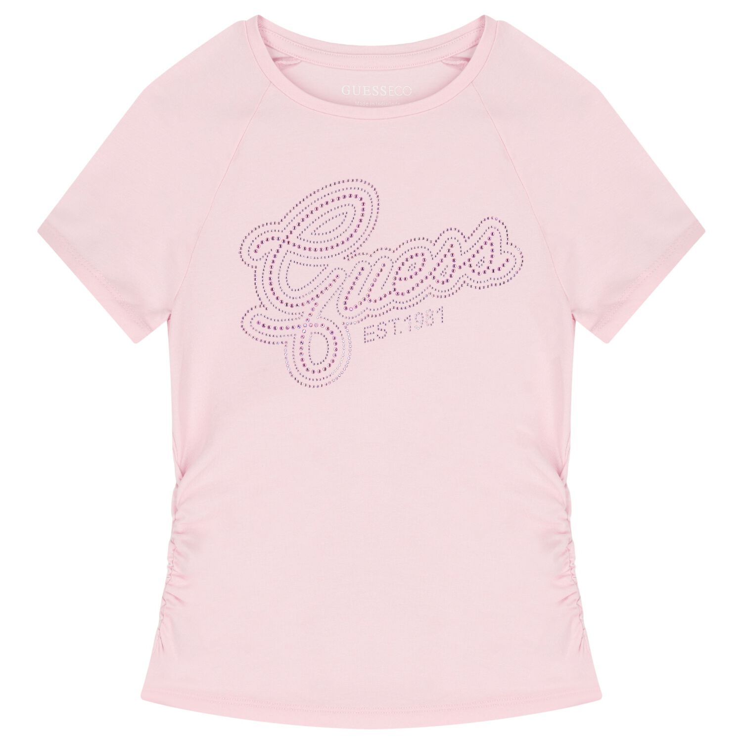 Girls Pink Embellished Logo T-Shirt, 2, hi-res