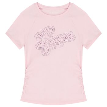 Girls Pink Embellished Logo T-Shirt