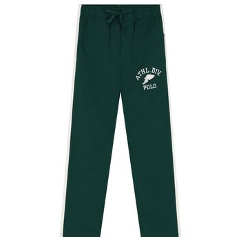 Boys Green & White Logo Joggers