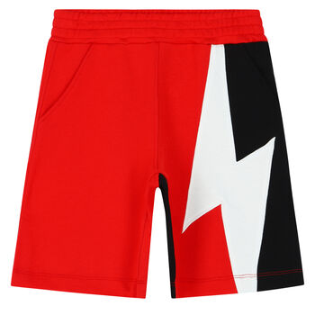 Boys Red & Black Thunderbolt Shorts