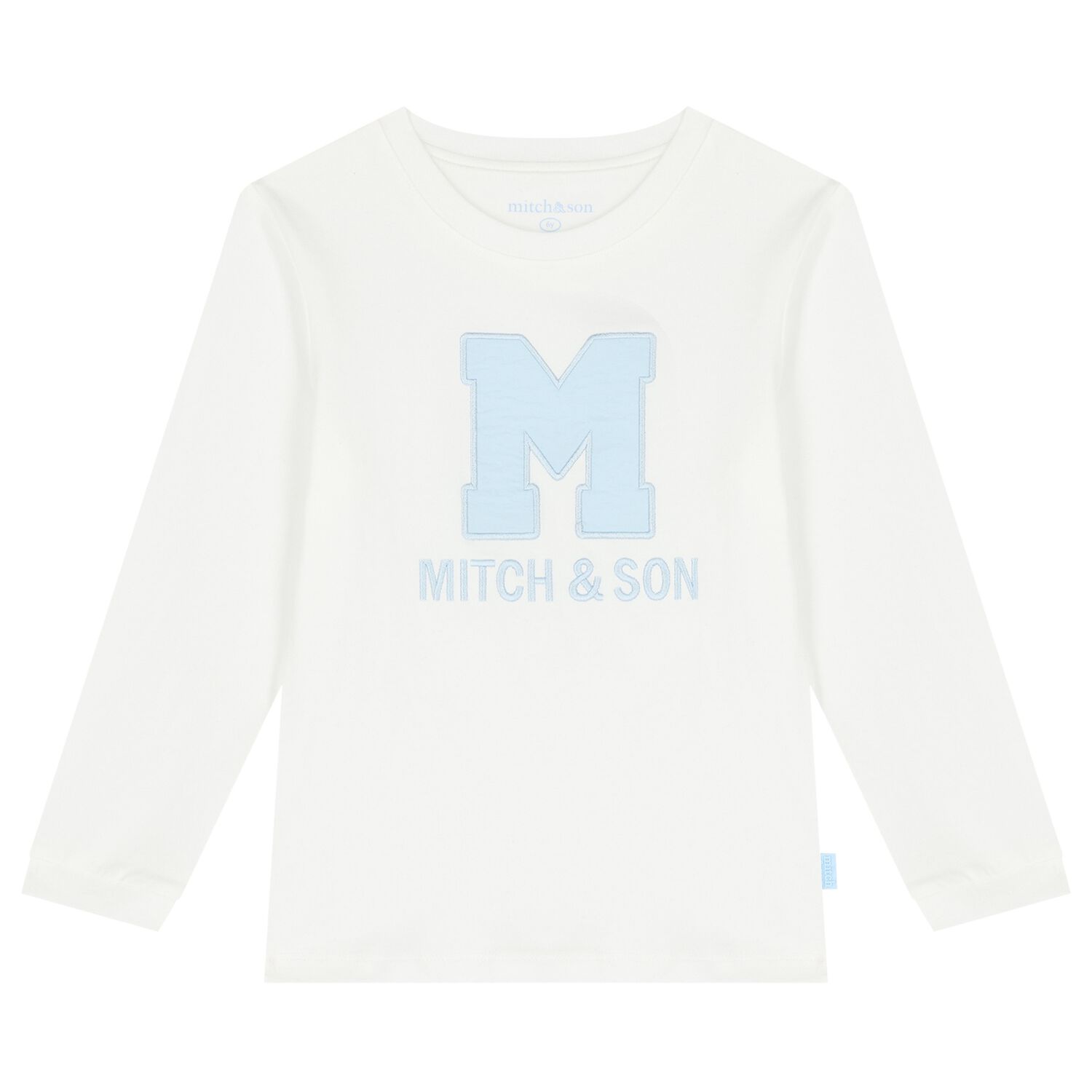 Boys White & Blue Logo Long Sleeve Top, 1, hi-res image number null