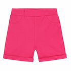 Younger Girls White & Pink Shorts Set, 1, hi-res