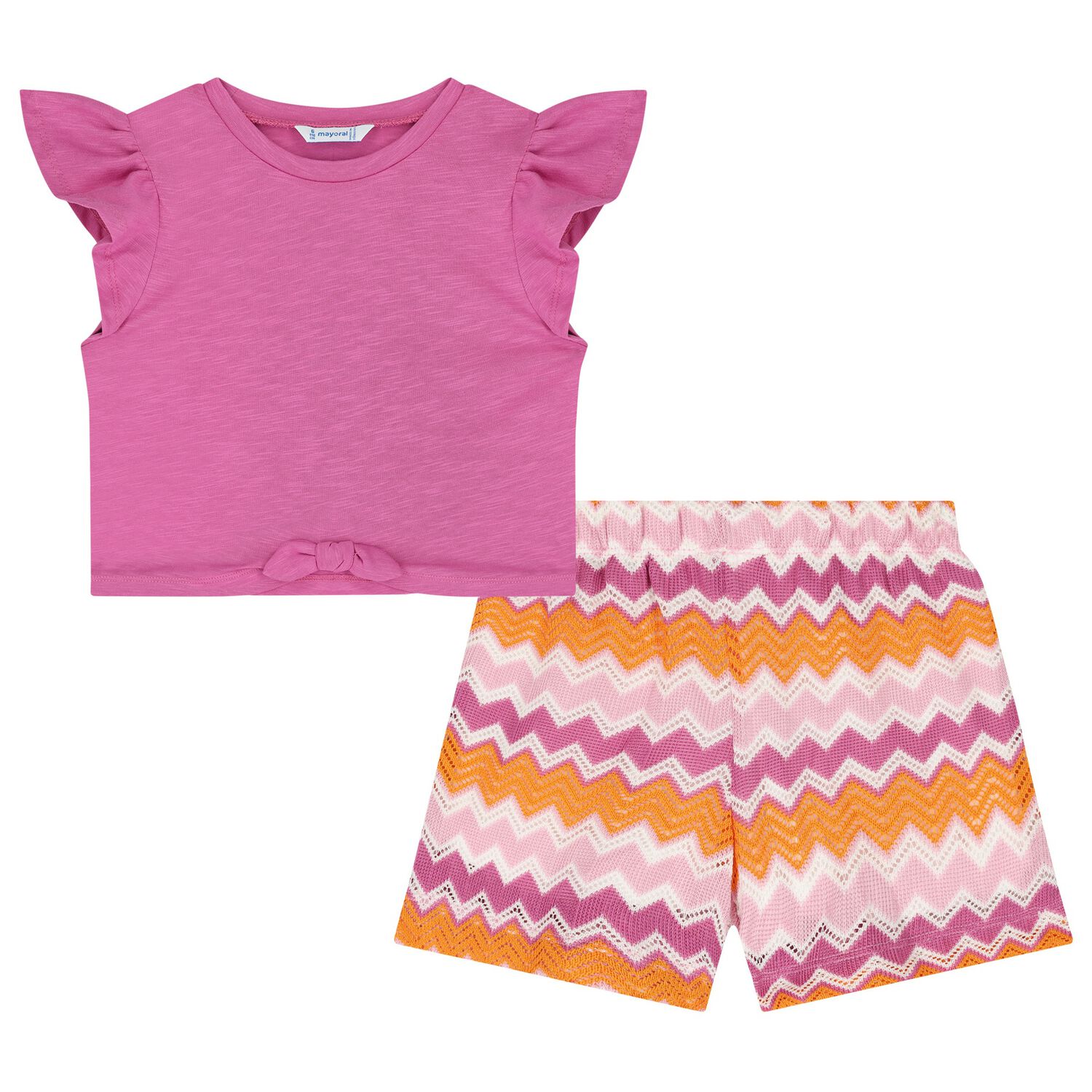 Girls Pink & Orange Zigzag Shorts Set, 2, hi-res image number null