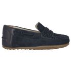 Boys Navy Blue Moccasins, 1, hi-res