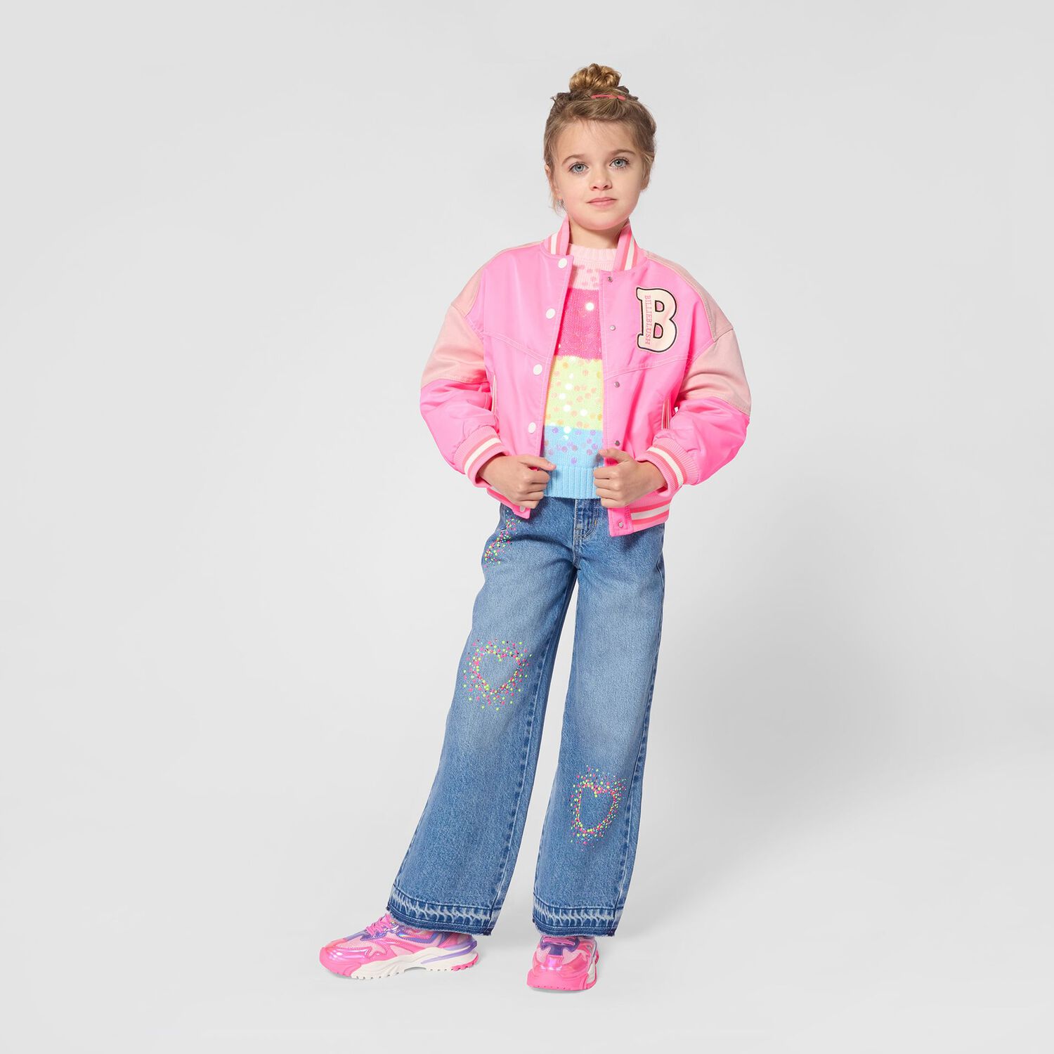 Girls Multi-Coloured Sequin Striped Jumper, 1, hi-res