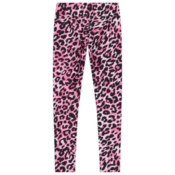 Girls Pink Leopard Logo Leggings