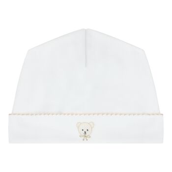 Baby White Teddy Embroidered Hat