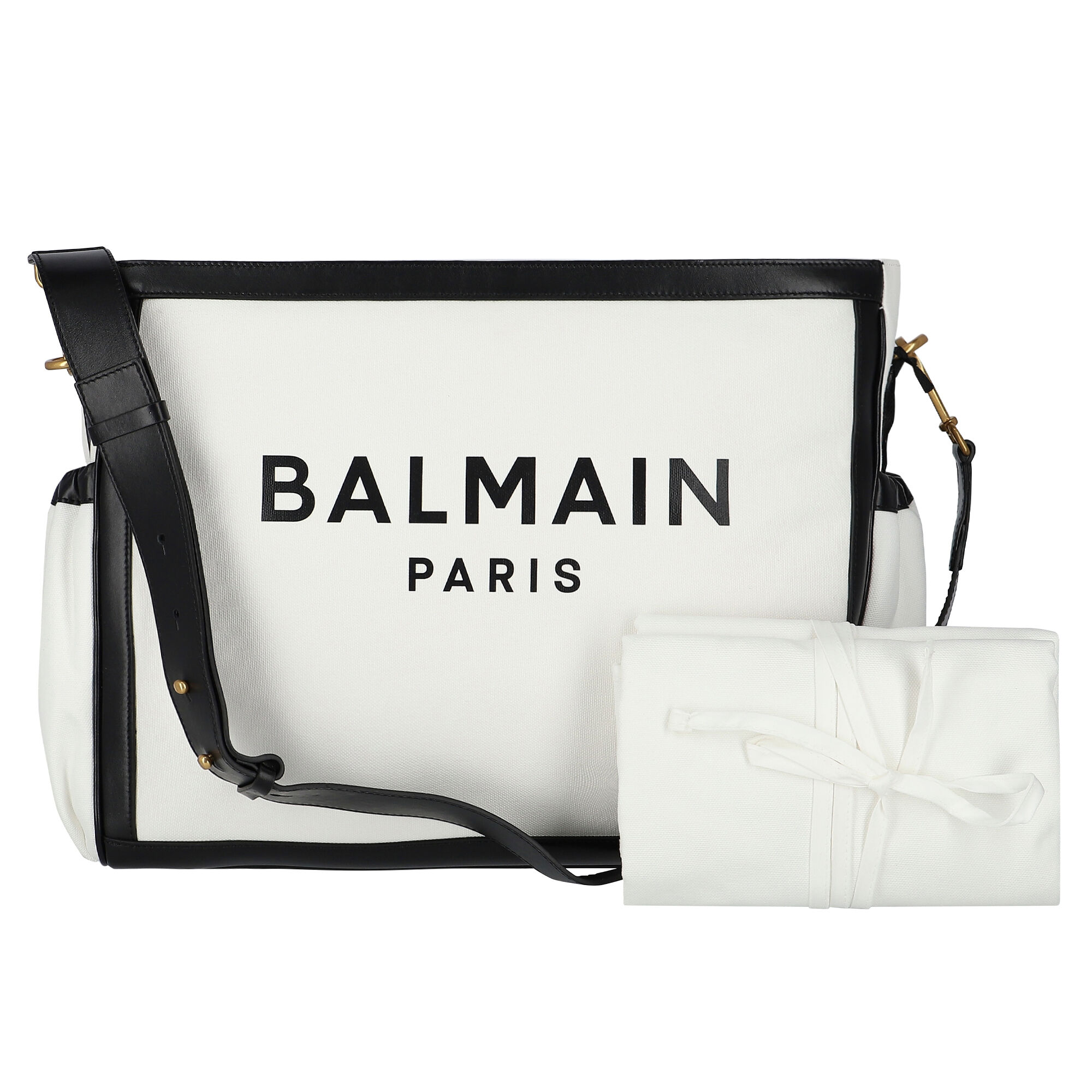 Balmain White Black Logo Baby Changing Bag Junior Couture USA