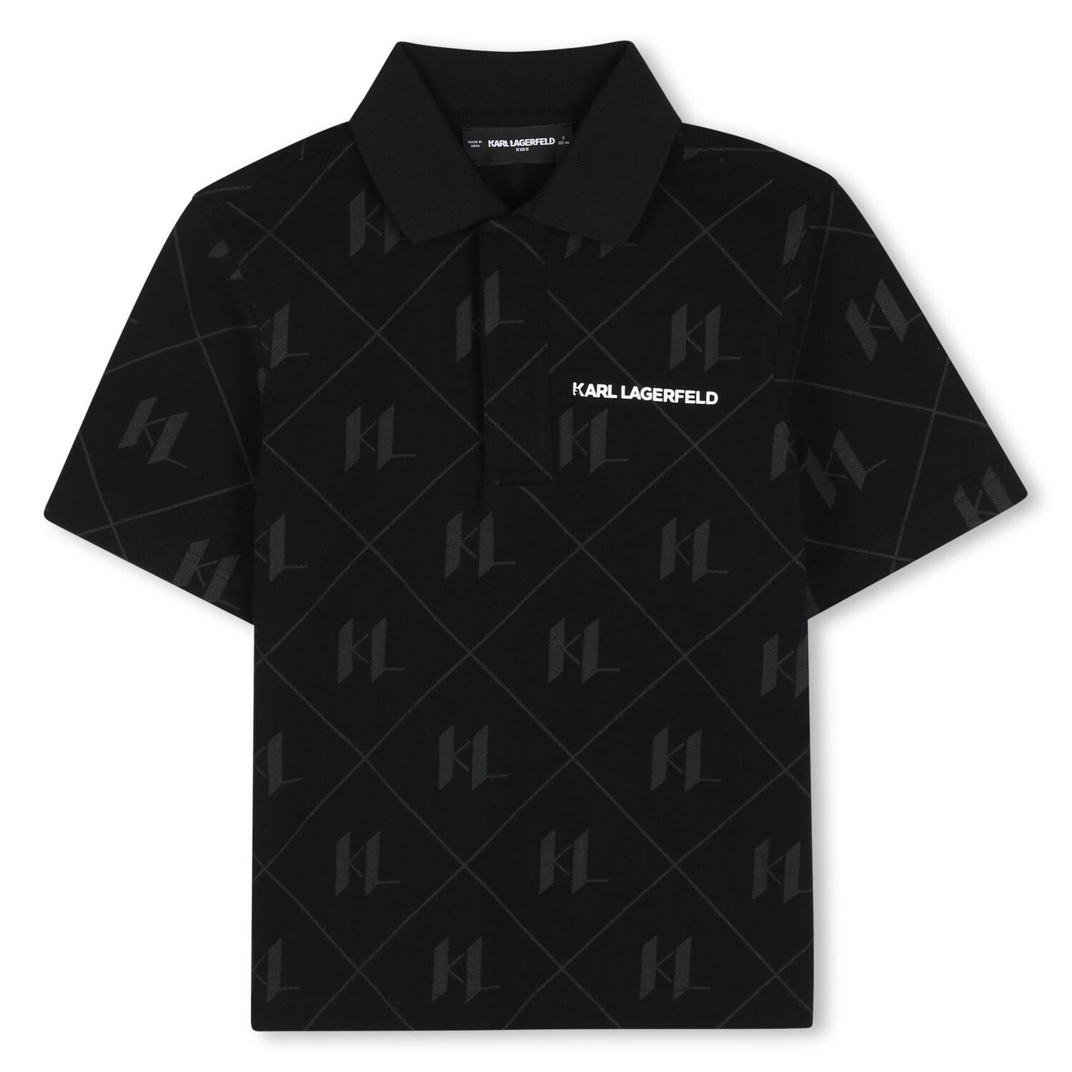 Boys Black Logo Polo Shirt, 1, hi-res
