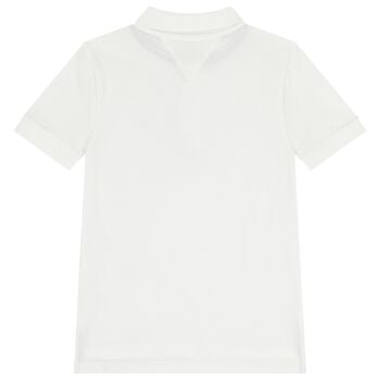 قميص بولو للاولاد بالشعار باللون الابيض 