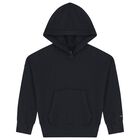 Girls Black Logo Hooded Top, 2, hi-res