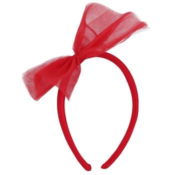 Girls Red Tulle Bow Headband