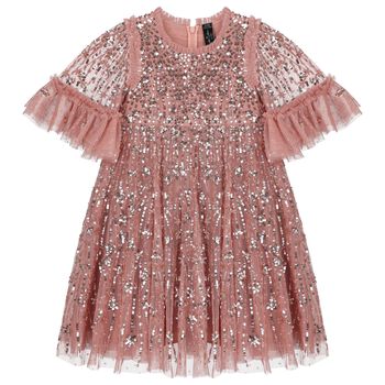 Girls Pink Sequin & Tulle Dress