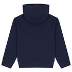 Boys Navy Blue Logo Hooded Top, 1, hi-res