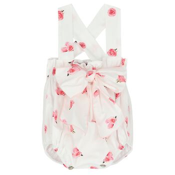 Baby Girls White & Pink Rose Bodysuit