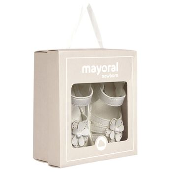 Baby Girls Ivory Flower Sandals, 1 Baby Girls Ivory Flower Sandals