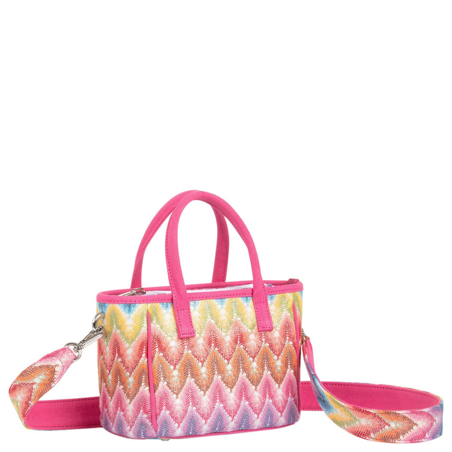 Girls Multi-Coloured Zigzag Handbag, 1, hi-res