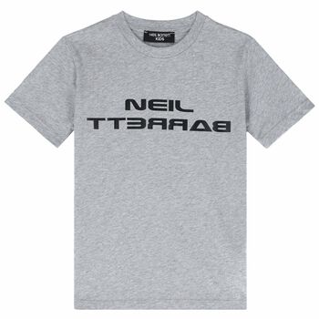 Boys Grey Logo Printed T-Shirt