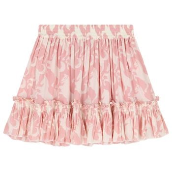Girls Pink Horse Pleated Skirt