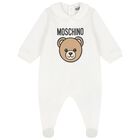 White Teddy Bear Logo Babygrow Gift Set, 1, hi-res