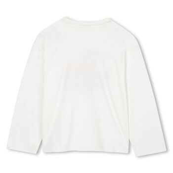 Boys White Tiger Logo Long Sleeve Top