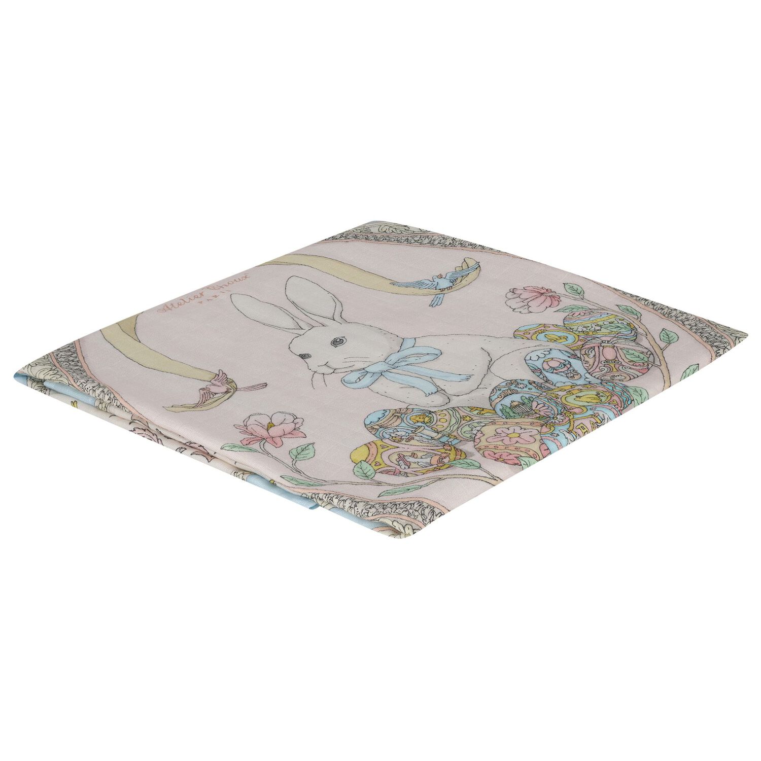 Blue & Pink Spring Bunny Baby Carr&eacute; Swaddle & Bib Gift Set, 1, hi-res