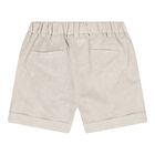 Baby Boys White & Beige Shorts Set, 1, hi-res
